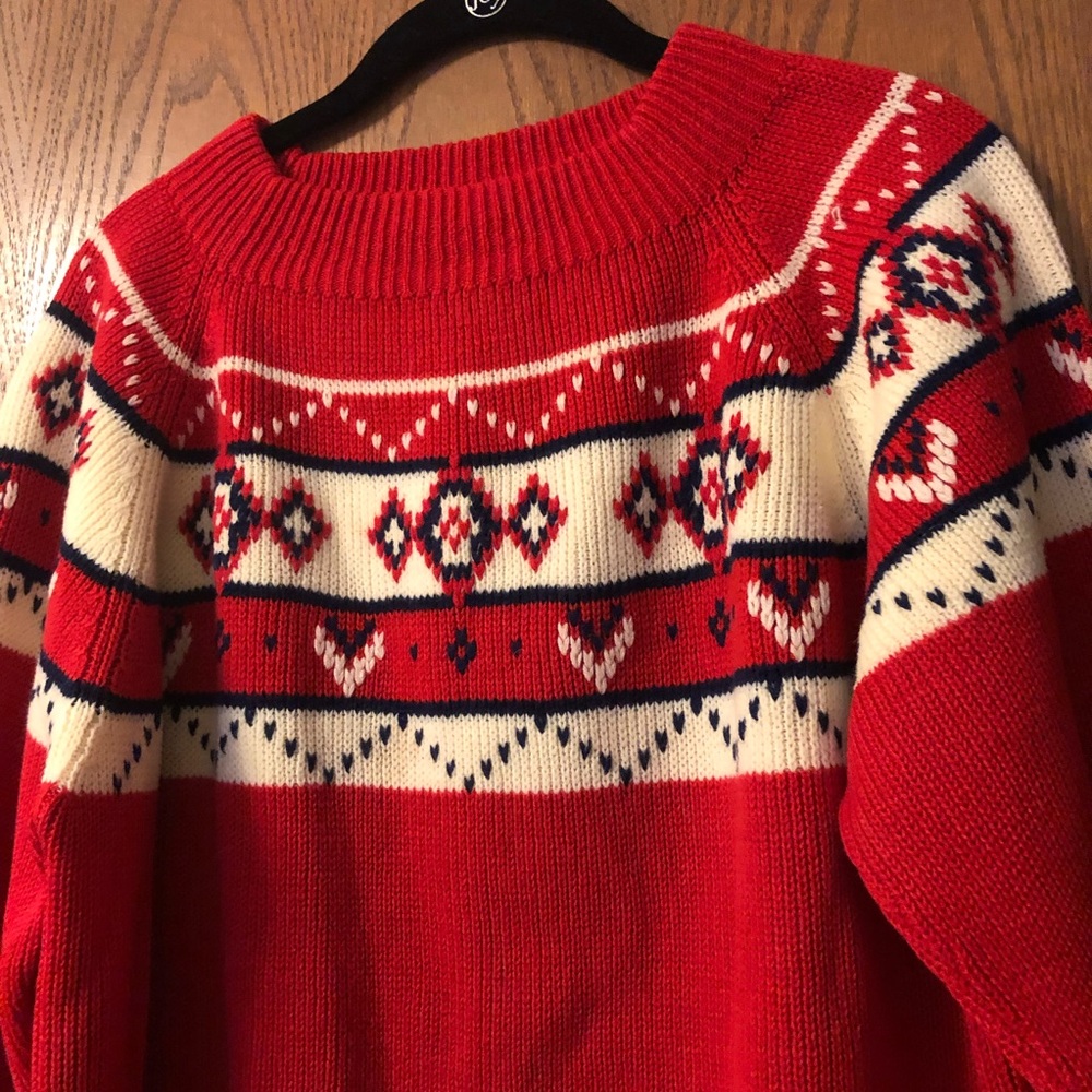 Vintage Women’s Sweater Fir JCPenney XL Red